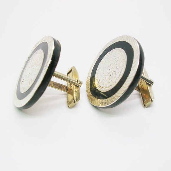 Vintage Sterling Silver Cufflinks Mayan Calendar Mexico 925 Men Formal Wear - Picture 3 of 5